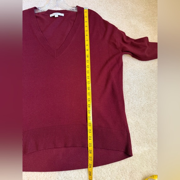 LOFT Deep Burgundy V-Neck Sweater - Picture 10 of 11